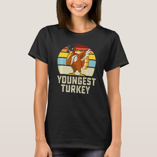 Youngest Turkey Matching Family Thanksgiving Group T-shirt (Voorkant)