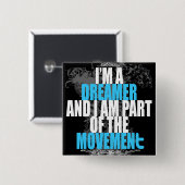 YoungQ "I'M A DREAMER"-Button Vierkante Button 5,1 Cm (Voorkant /achterkant)