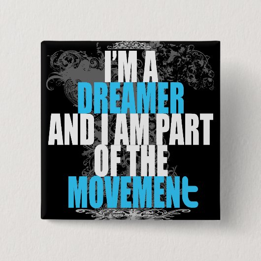 YoungQ "I'M A DREAMER"-Button Vierkante Button 5,1 Cm (Voorkant)