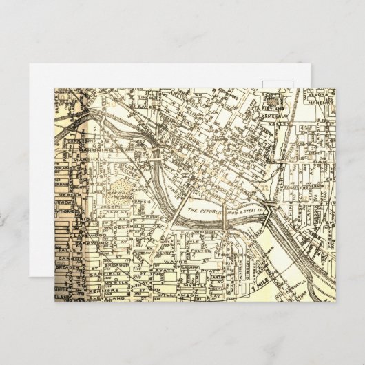 Youngstown, OH  Map Briefkaart (Voorkant / Achterkant)