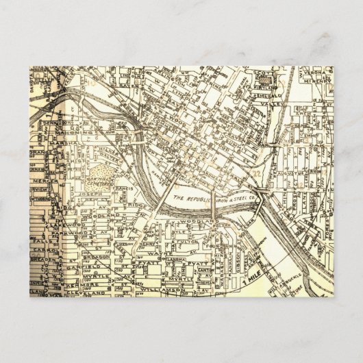 Youngstown, OH  Map Briefkaart (Voorkant)