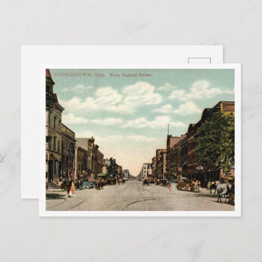 Youngstown OH, West Federal Street, 1910 Briefkaart (Voorkant / Achterkant)