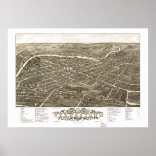 Youngstown Ohio 1882 Antiek Panoramische Kaart Poster
