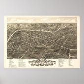 Youngstown Ohio 1882 Antiek Panoramische Kaart Poster (Voorkant)