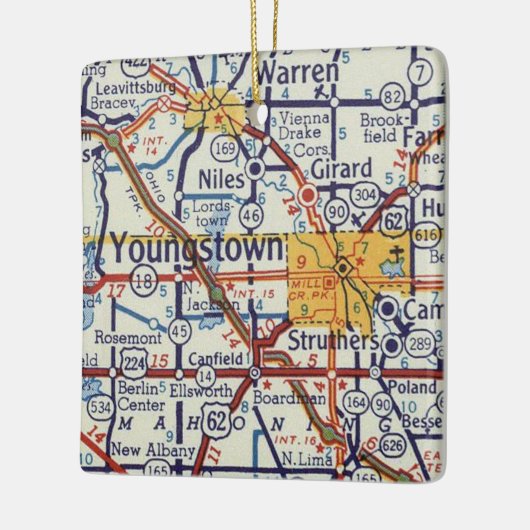 Youngstown Retro Map Keramisch Ornament (Links)