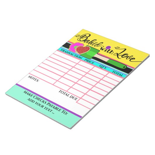 Your Baked With Love Invoice Notepad Notitieblok (Schuin)