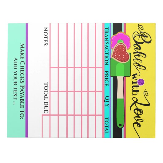 Your Baked With Love Invoice Notepad Notitieblok (Voorkant)