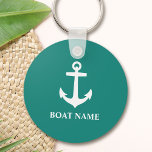 Your Boat Name Anchor Nautical Style Sleutelhanger<br><div class="desc">Your boat name or other desired text with a classic anchor on a nautical style key chain.</div>