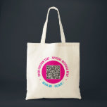 Your Branded Promotional QR Code Tote Bag Example<br><div class="desc">Custom Fonts and Colors - Design Your Own Personalized Tote Bags example with Your QR Code Scan Info and Custom Text Branded Promotional Business or Personal Modern Tote Bag / Accessories / Corporate Gifts - Add Your QR Code - Image - Photo or Logo / Text - Name or other...</div>