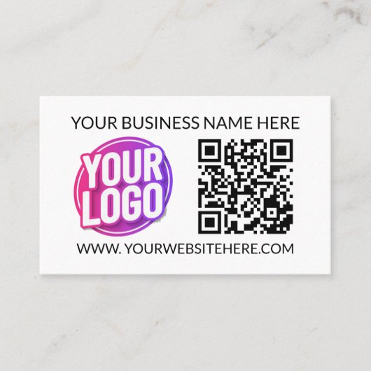 Your Business Company Team Logo & QR Code and Text Visitekaartje (Voorkant)