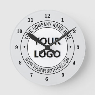 Your Business Logo and Text Branded Clock Example Ronde Klok