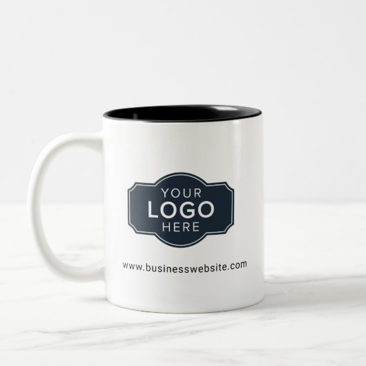 Your Business Logo and Website Custom Tweekleurige Koffiemok (Links)