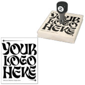 Your Business Logo Custom Groovy Retro Dark Colors Rubberstempel (Gestempeld)