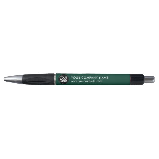 Your Business Logo Dark Green Promotional Pen (Voorkant)