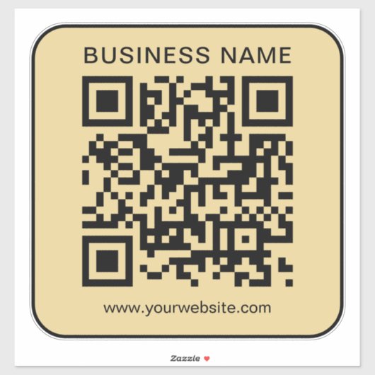Your Business Name Url QR Code Large Black & Gold Sticker (Vel)