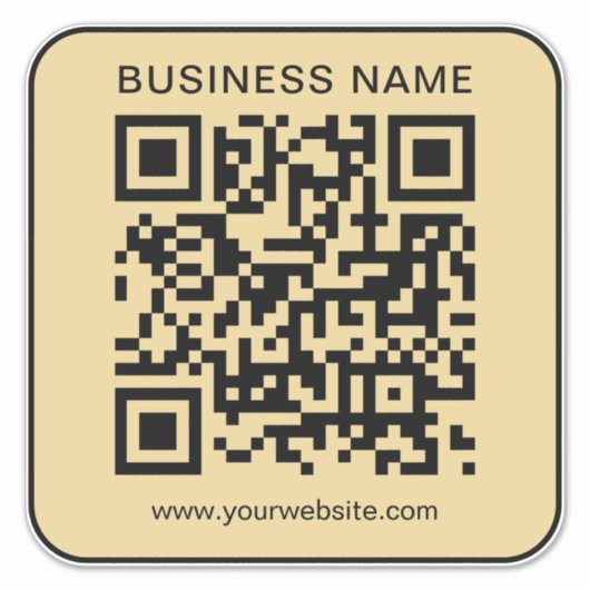 Your Business Name Url QR Code Large Black & Gold Sticker (Voorkant)
