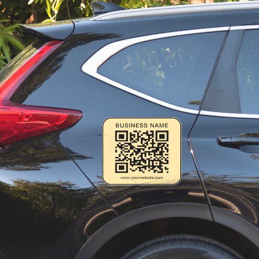 Your Business Name Url QR Code Large Black & Gold Sticker (Auto Zijkant)