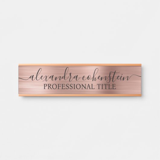 Your Company Office Door Sign Rose Gold Deurbordje (Voorkant)