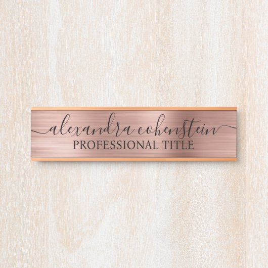 Your Company Office Door Sign Rose Gold Deurbordje (Voorkant)