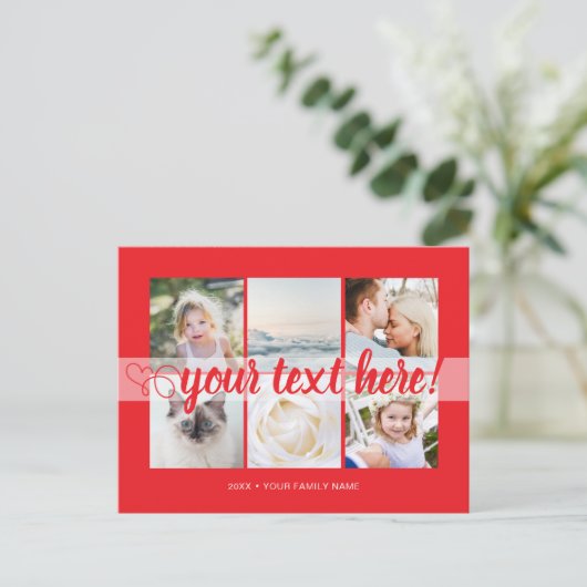 Your custom text 6 photos collage universal briefkaart (Staand voorkant)