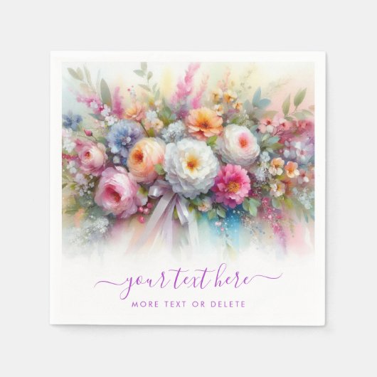Your Custom Text Calligraphy Script Floral Wedding Servet (Voorkant)