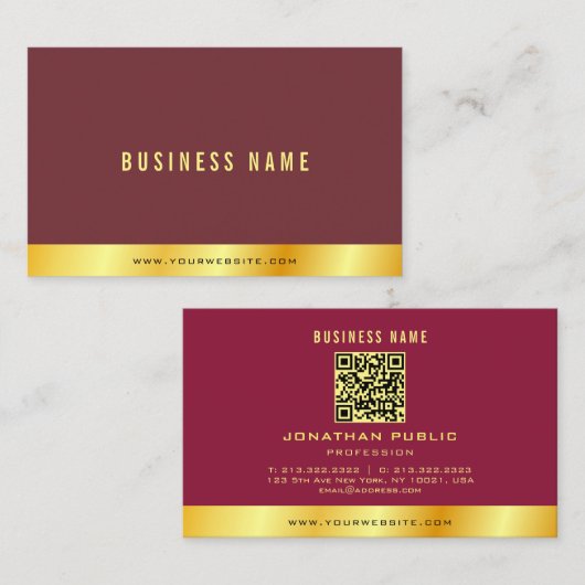 Your Custom Text Elegant Gold Professional Luxe Visitekaartje (Voorkant / Achterkant)