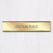 Your Custom Text Elegant Modern Black Gold House Deurbordje (Voorkant)