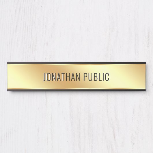 Your Custom Text Elegant Modern Black Gold House Deurbordje (Voorkant)