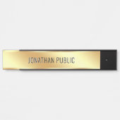 Your Custom Text Elegant Modern Black Gold House Deurbordje (Voorkant)