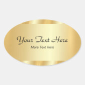 Your Custom Text Elegant Script Template Gold Ovale Sticker (Voorkant)