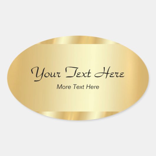 Your Custom Text Elegant Script Template Gold Ovale Sticker (Voorkant)