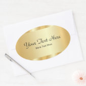 Your Custom Text Elegant Script Template Gold Ovale Sticker (Envelop)