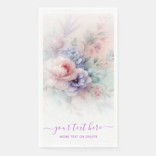 Your Custom Text Hand Script Aquarell Flowers Servet (Voorkant)