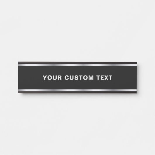 Your Custom Text Modern Black & Silver Template Deurbordje (Voorkant)