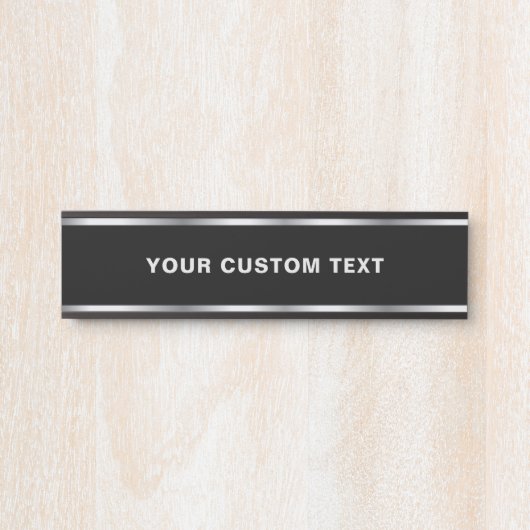 Your Custom Text Modern Black & Silver Template Deurbordje (Voorkant)