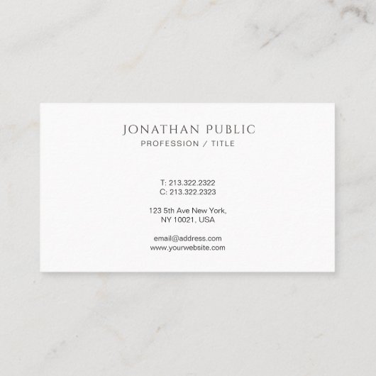 Your Custom Text Modern Elegant Minimalist Visitekaartje (Achterkant)