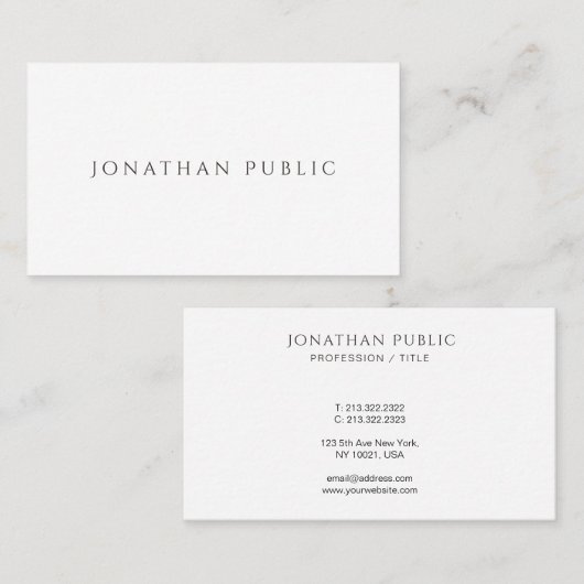 Your Custom Text Modern Elegant Minimalist Visitekaartje (Voorkant / Achterkant)