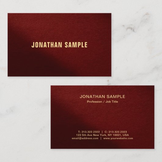 Your Custom Text Modern Elegant Professional Gold Visitekaartje (Voorkant / Achterkant)