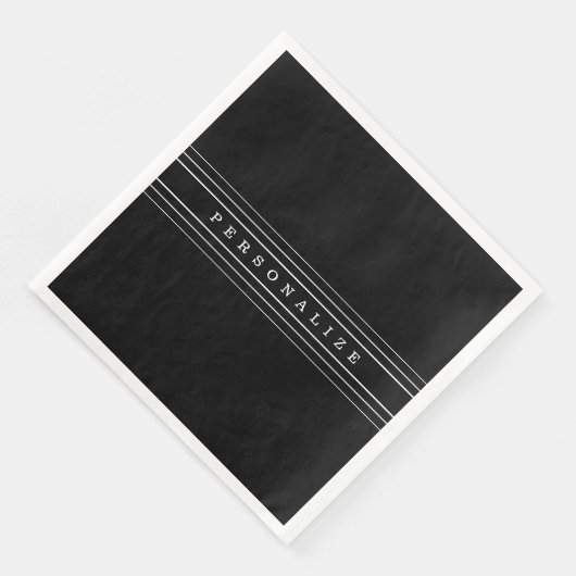 Your Custom Text & Modern Stripes | Black & White Servet (Hoek)