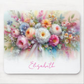 Your Custom Text Name Elegant Aquarell Flowers Art Muismat (Voorkant)