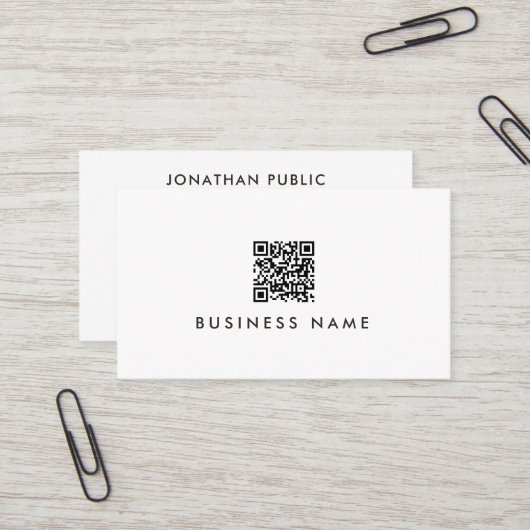 Your Custom Text QR Code Modern Simple Template Visitekaartje (Voorkant / Achterkant in situ)