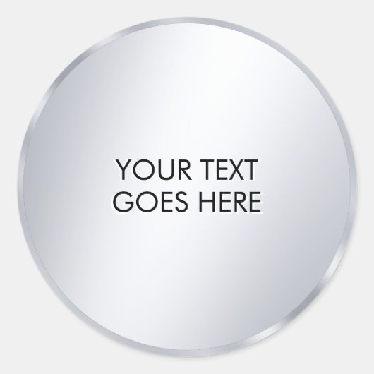 Your Custom Text Template Glam Metallic Silver Ronde Sticker (Voorkant)