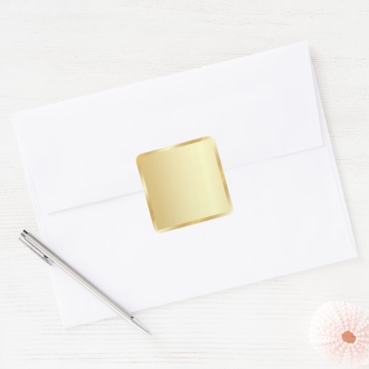Your Custom Text Template Gold Blank Background Vierkante Sticker (Envelop)