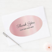 Your Custom Text Thank You Elegant Glam Rose Gold Ovale Sticker (Envelop)