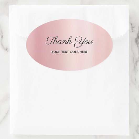 Your Custom Text Thank You Elegant Glam Rose Gold Ovale Sticker (Tas)