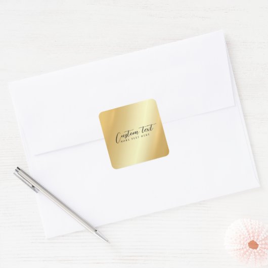 Your Custom Text Typography Script Gold Template Vierkante Sticker (Envelop)