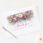Your Custom Text Watercolor Flowers Thank You Rechthoekige Sticker (Envelop)