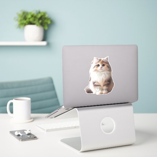 Your Cute Pet Custom Image Name Sticker (Laptop op bureau)