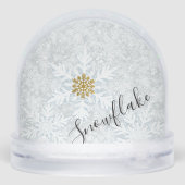 Your Design ers Gift, Golden Snowflake Snow Globe Sneeuwbol (Achterkant)