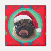 Your Dog Photo-Add Our Santa Hat-Holiday Green Red Magneet (Voorkant)